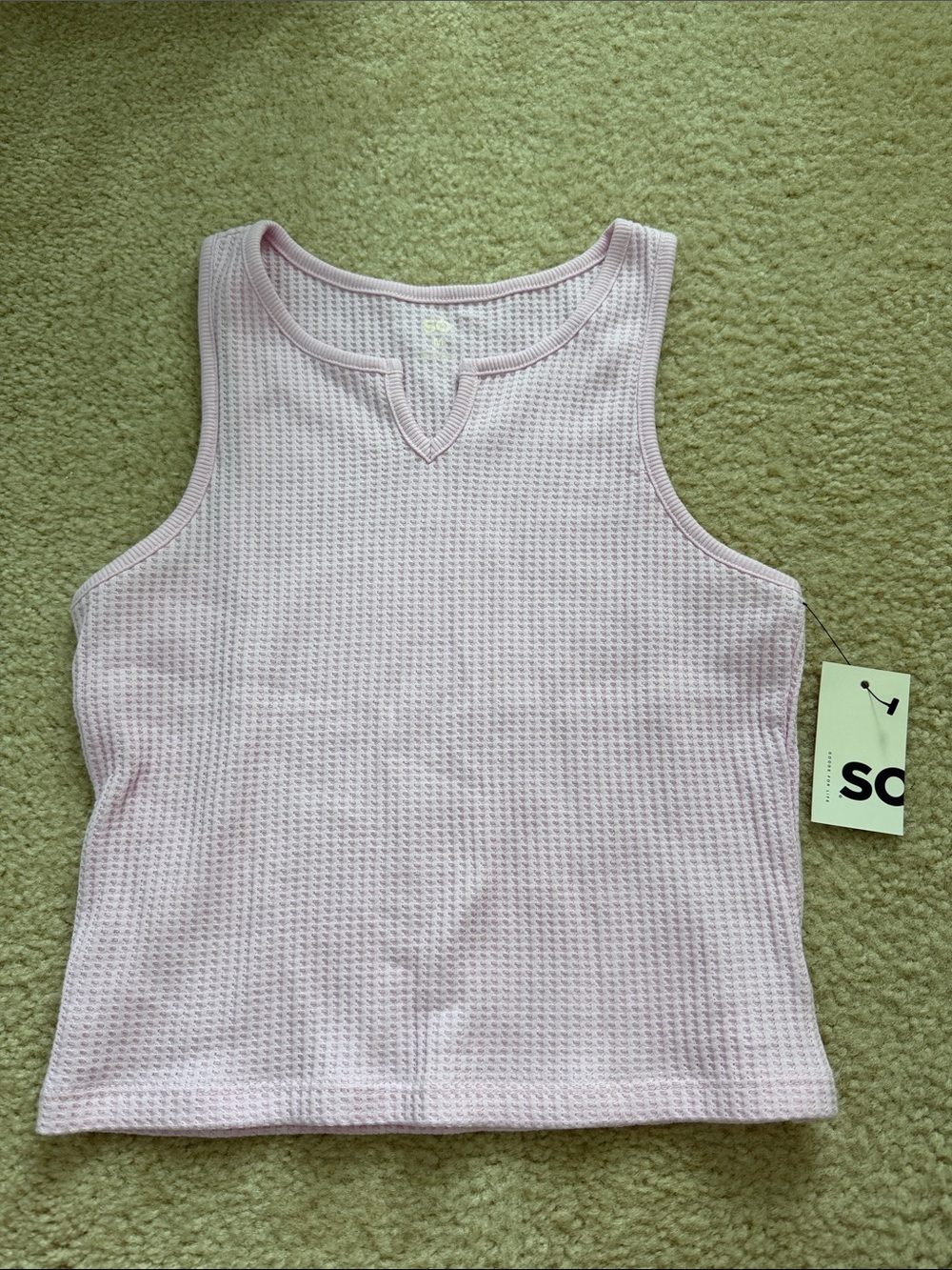 SO Light Pink Waffle Knit Tank Top